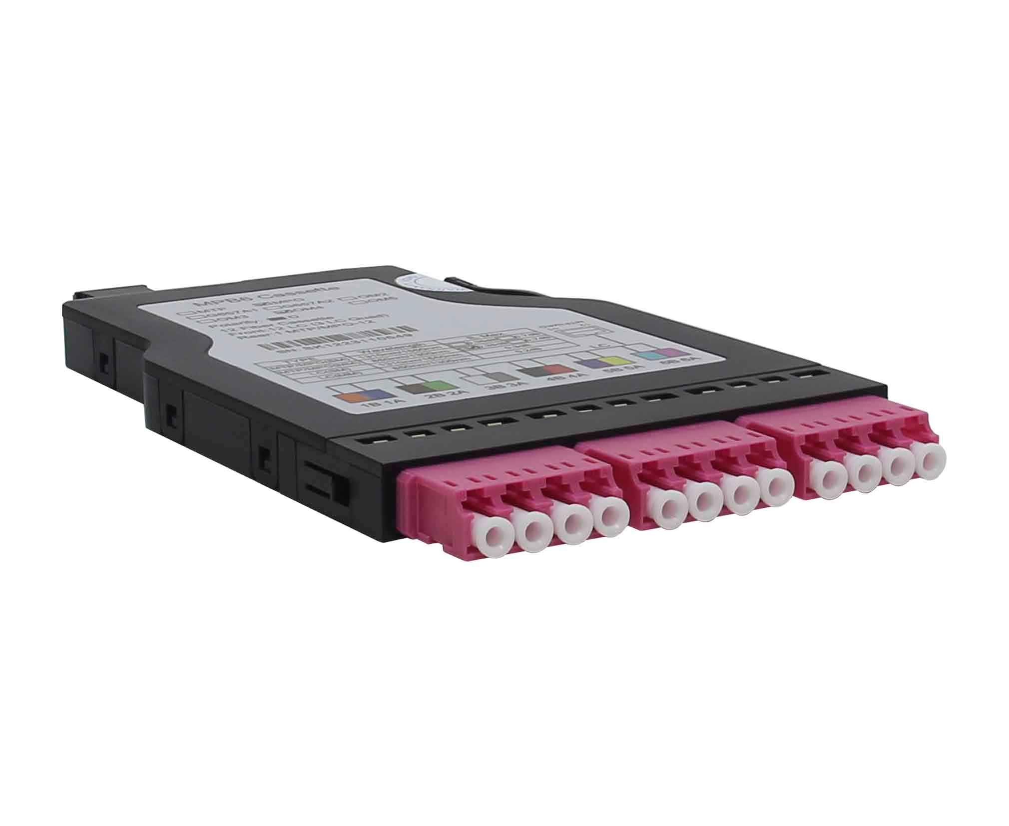 Оптическая кассета HD Fplus Вега в сборе, MM OM4, 8 волокон, 1MPO/UPC male - 2QLC/UPC (маджента) FC-4H6-08Q2-AMG52