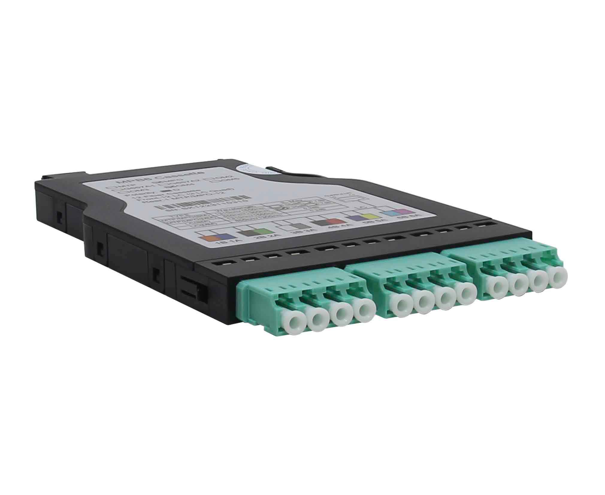 Оптическая кассета HD Fplus Вега в сборе, MM OM3, 12 волокон, 1MPO/UPC male - 3QLC/UPC (аква) FC-3H6-12Q3-AAQ52