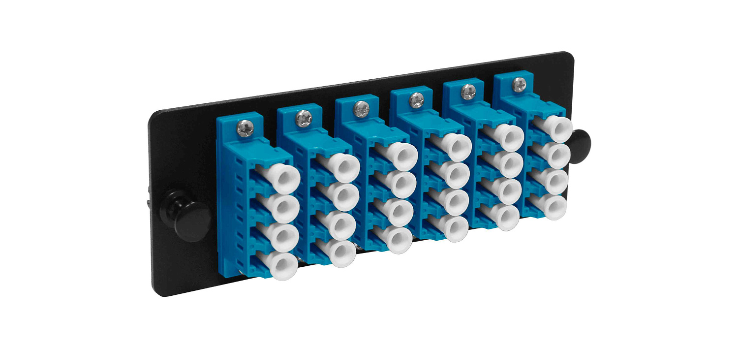 Адаптерная панель Fplus Вега с каплерами SМ OS1/OS2 6QLC, до 24 волокон (синий) FM-9A1-24Q6-XBU52