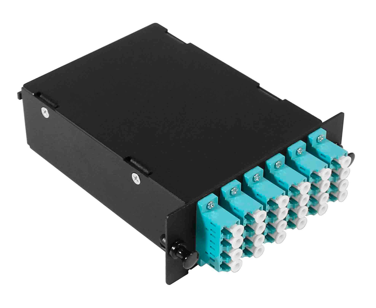 Оптическая кассета Fplus Вега в сборе, MM OM3, 24 волокна, 2MPO/UPC male - 6QLC/UPC (аква) FC-3СB-24Q6-AAQ52